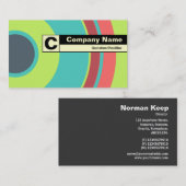 エッジのラベル付きモノグラムカラフル – 円04 名刺 (正面/裏面)