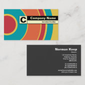 エッジのラベル付きモノグラムカラフル – 円05 名刺 (正面/裏面)