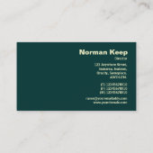 エッジのラベル付きモノグラム – ダークグリーンブラシ 名刺 (裏面)