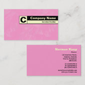 エッジのラベル付きモノグラム – ピンクブラシ付き 名刺 (正面/裏面)