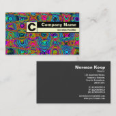 エッジのラベル付きモノグラム – フラクタル抽象芸術191111a 名刺 (正面/裏面)