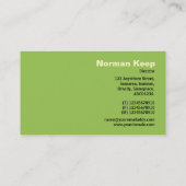 エッジのラベル付きモノグラム – ブラシ付き緑 名刺 (裏面)