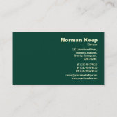 エッジのラベル付きモノグラム – 緑の幾何学的パターン 名刺 (裏面)