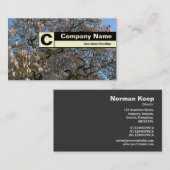 エッジのラベル付きモノグラム – 花のマグノリアの木 名刺 (正面/裏面)