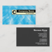 エッジのラベル付きモノグラム – 青カーブ 名刺 (正面/裏面)