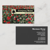 エッジのラベル付け – 赤いチューリップとプリムローズ 名刺 (正面/裏面)