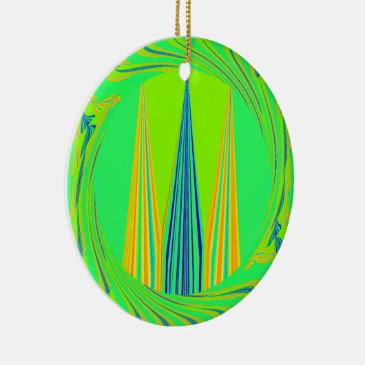 エッジの効いた幾何学的なネオンデザイン セラミックオーナメント (右)