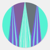 エッジの効いた青紫シアンシェブロンアートプリント ラウンドシール (正面)