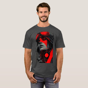 エッジィなサイバーパンクスナイパーレッドターゲットグラフィックTシャツ Tシャツ