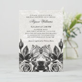 エッジィなヴィクトリアンローズ ブラック＆ホワイト ブライダルシャワー 招待状 (スタンド正面)