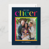 エッジィフレームのハッピーニューイヤー ホリデー ポストカード (正面/裏面)