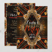 エッジィ・ラスティック・トライバル・レディース・ナイト・バチェロレッテ・パーティー 招待状 (正面/裏面)