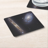 エッジオン銀河系Ngc 4302 & Tilt銀河系Ngc 4298 スクエアペーパーコースター (アングル)