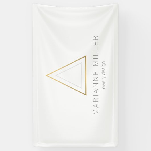 エッジフェイク金ゴールド三角形の白のロゴ 横断幕 (縦)