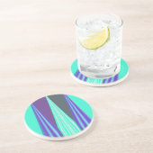 エッジブルーパープルシアンシェブロンアートプリント コースター (側面)