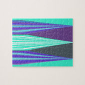 エッジブルーパープルシアンシェブロンアートプリント ジグソーパズル (横)