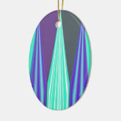 エッジブルーパープルシアンシェブロンアートプリント セラミックオーナメント (左)