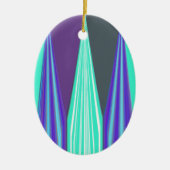エッジブルーパープルシアンシェブロンアートプリント セラミックオーナメント (正面)