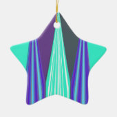 エッジブルーパープルシアンシェブロンアートプリント セラミックオーナメント (正面)