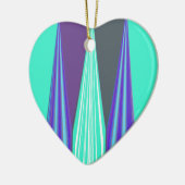 エッジブルーパープルシアンシェブロンアートプリント セラミックオーナメント (左)