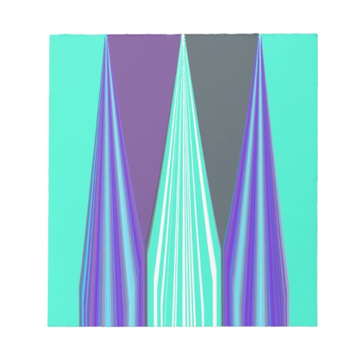 エッジブルーパープルシアンシェブロンアートプリント ノートパッド (正面)