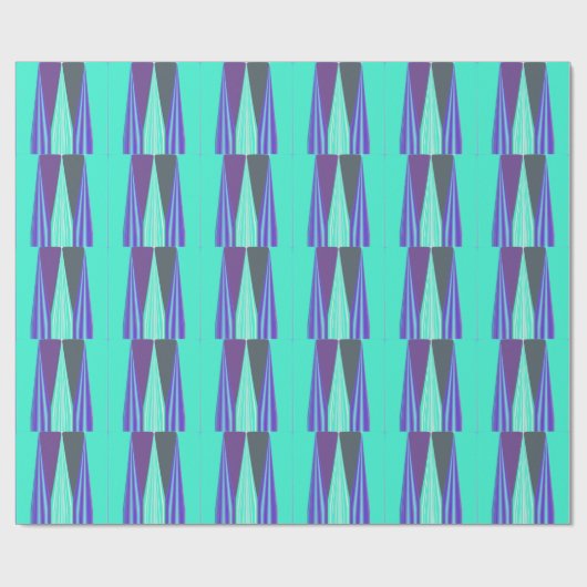 エッジブルーパープルシアンシェブロンアートプリント ラッピングペーパー (フラット)