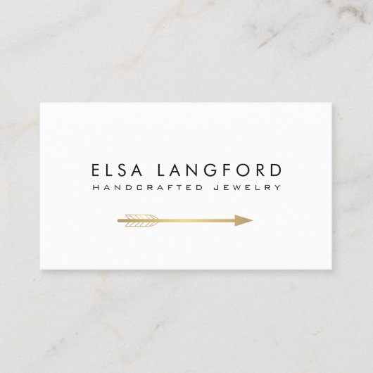 エッジボヘミアンフェイク金ゴールドアローアーティシャナルホワイト 名刺 (正面)