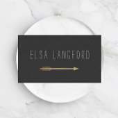 エッジボヘミフェイクアン金ゴールド矢印手書き文字 名刺