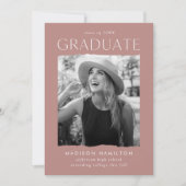 エッジモダンほこりっぽいバラ写真卒業 案内状 (正面)