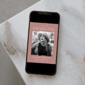 エッジモダンほこりっぽいバラ写真卒業 案内状