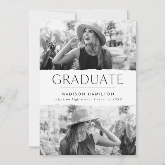 エッジモダンホワイト2写真卒業 案内状 (正面)