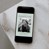 エッジモダンミントグリーン写真卒業 案内状