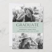 エッジモダンミントグリーン2写真卒業 案内状 (正面)