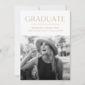 エッジモダン金ゴールド写真の卒業発表 案内状 (正面)