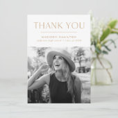 エッジモダン金ゴールド写真の卒業 サンキューカード (スタンド正面)