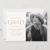 エッジモダン金ゴールド写真の卒業 案内状 (正面)