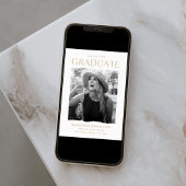 エッジモダン金ゴールド写真の卒業 案内状