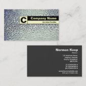 エッジラベル付きモノグラム – ガラス上の水滴1 名刺 (正面/裏面)