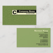 エッジラベル付きモノグラム – グリーンエンボステックス 名刺 (正面/裏面)