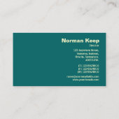 エッジラベル付きモノグラム – ティール（緑がかった色）006666 名刺 (裏面)