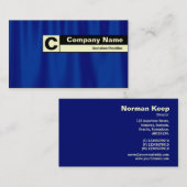 エッジラベル付きモノグラム – ブルーカーテン 名刺 (正面/裏面)