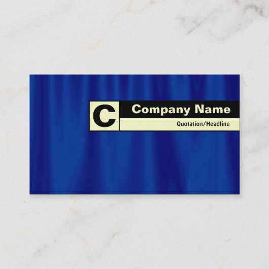 エッジラベル付きモノグラム – ブルーカーテン 名刺 (正面)