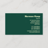 エッジラベル付きモノグラム – 緑の幾何学的パターンII 名刺 (裏面)