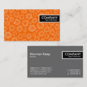 エッジラベル – オレンジ色フローラ 名刺 (正面/裏面)