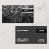 エッジラベル – シルバー樺の木ツリーB&W 名刺 (正面/裏面)