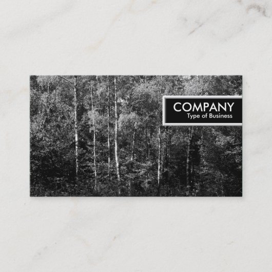 エッジラベル – シルバー樺の木ツリーB&W 名刺 (正面)