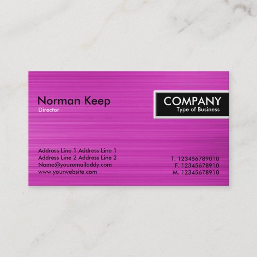 エッジラベル – ブラシ付きマゼンタテクスチャ 名刺 (正面)