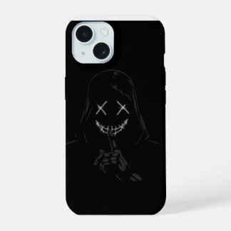 エッジーなグローイングネオン フェイス ブラックフォンケース iPhone 15ケース