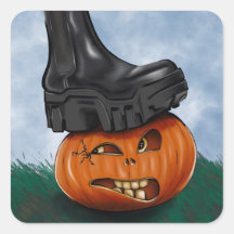 エッジーなハロウィン バレンシアガ ブーツでカボチャを踏みつけるデザイン