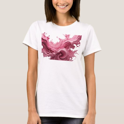 エッジーなピンクの抽象芸術デザイン Tシャツ (正面)